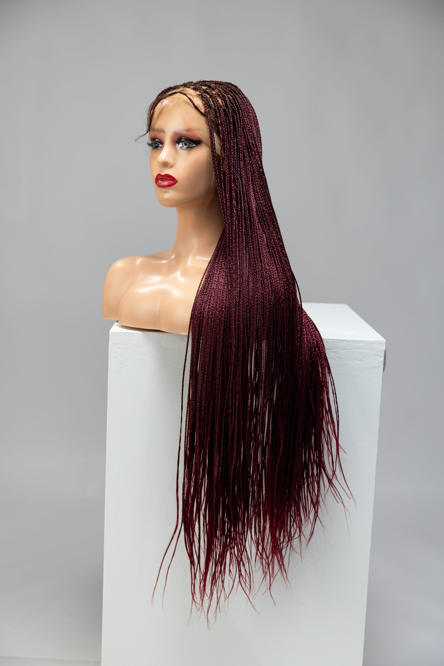 Bone straight with human hair glue less frontal. Colour burgundy. 30 inch. 13 by 6 closure. - Image 3